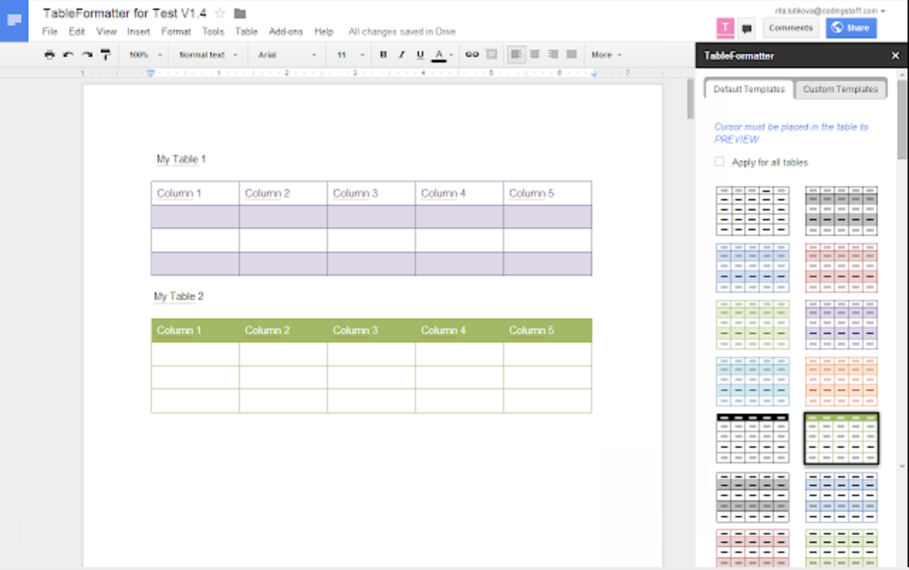 Tabellenformatierer-Add-on