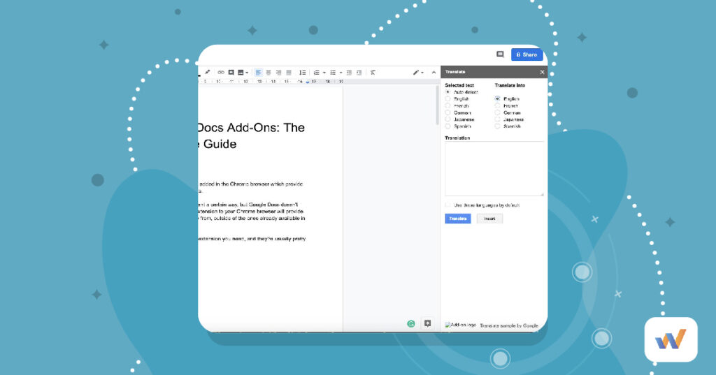 Add-on erscheint in Google Docs