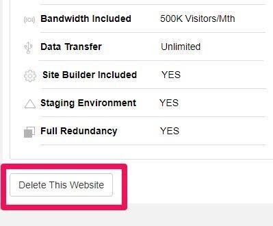 サイトの削除オプション