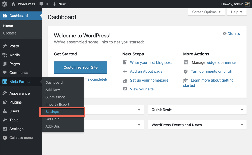 إعدادات نماذج النينجا