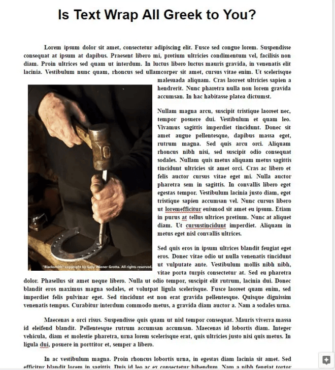 ตัวอย่างข้อความที่ห่อด้วยรูปภาพ