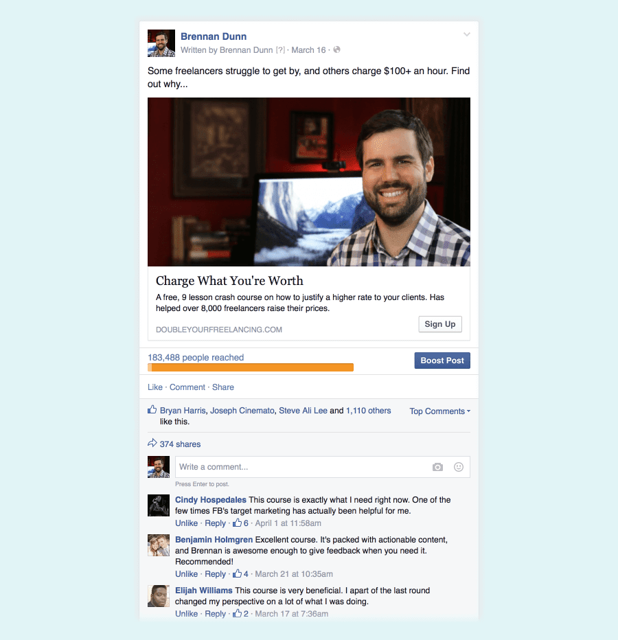 لقطة شاشة لمشاركة الفيسبوك