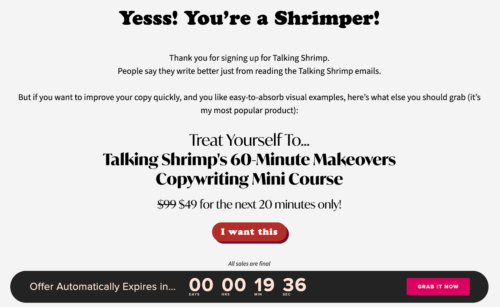 halaman terima kasih dengan tautan terkait