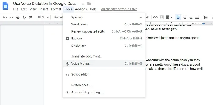strumento di digitazione vocale