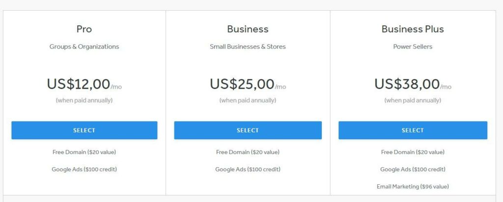 prezzi del negozio online weebly