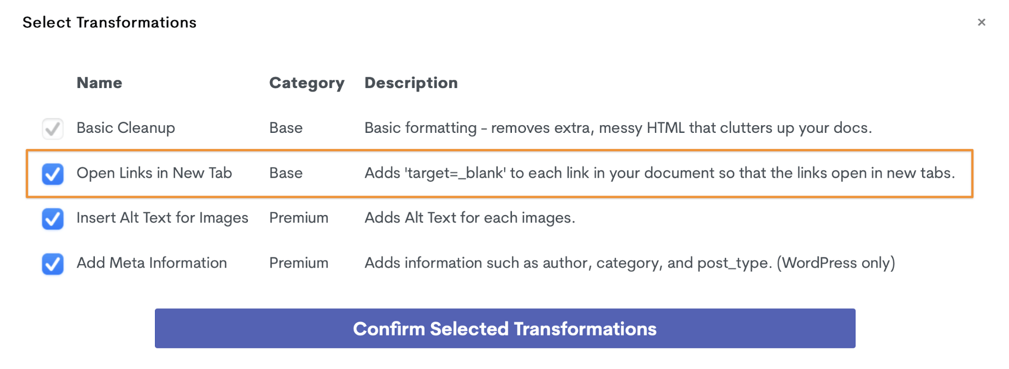 transformação de amostra