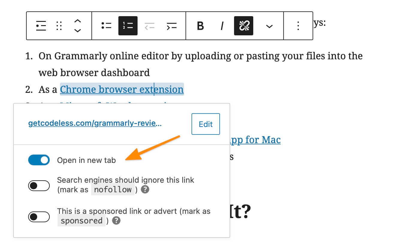 exemplo de abertura de link para uma nova guia
