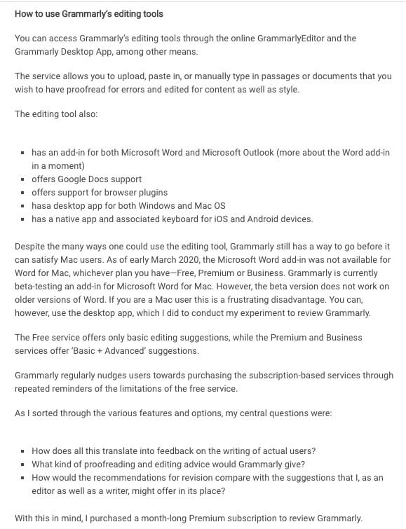 como usar as ferramentas de edição do Grammarly