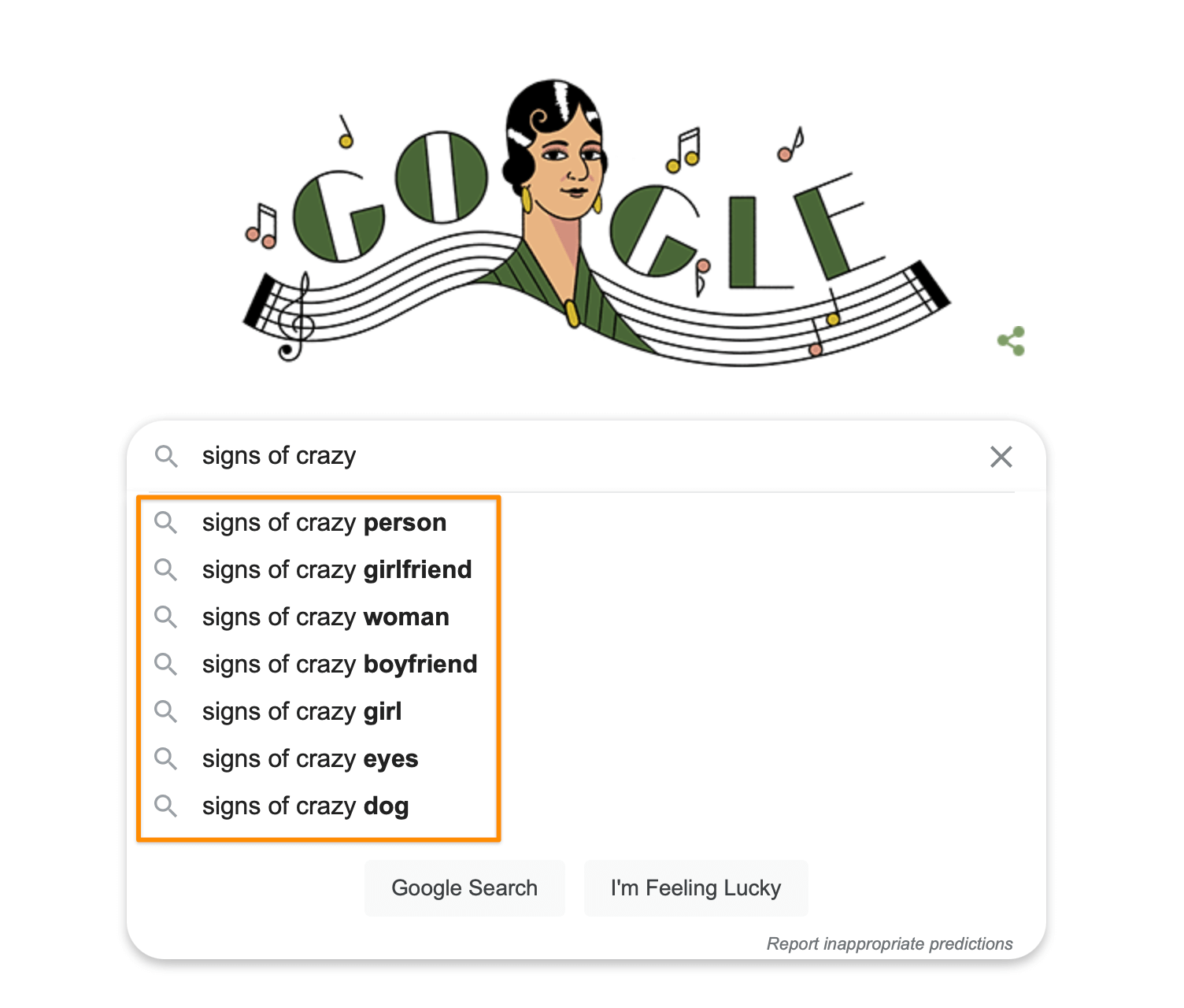 tangkapan layar saran pencarian