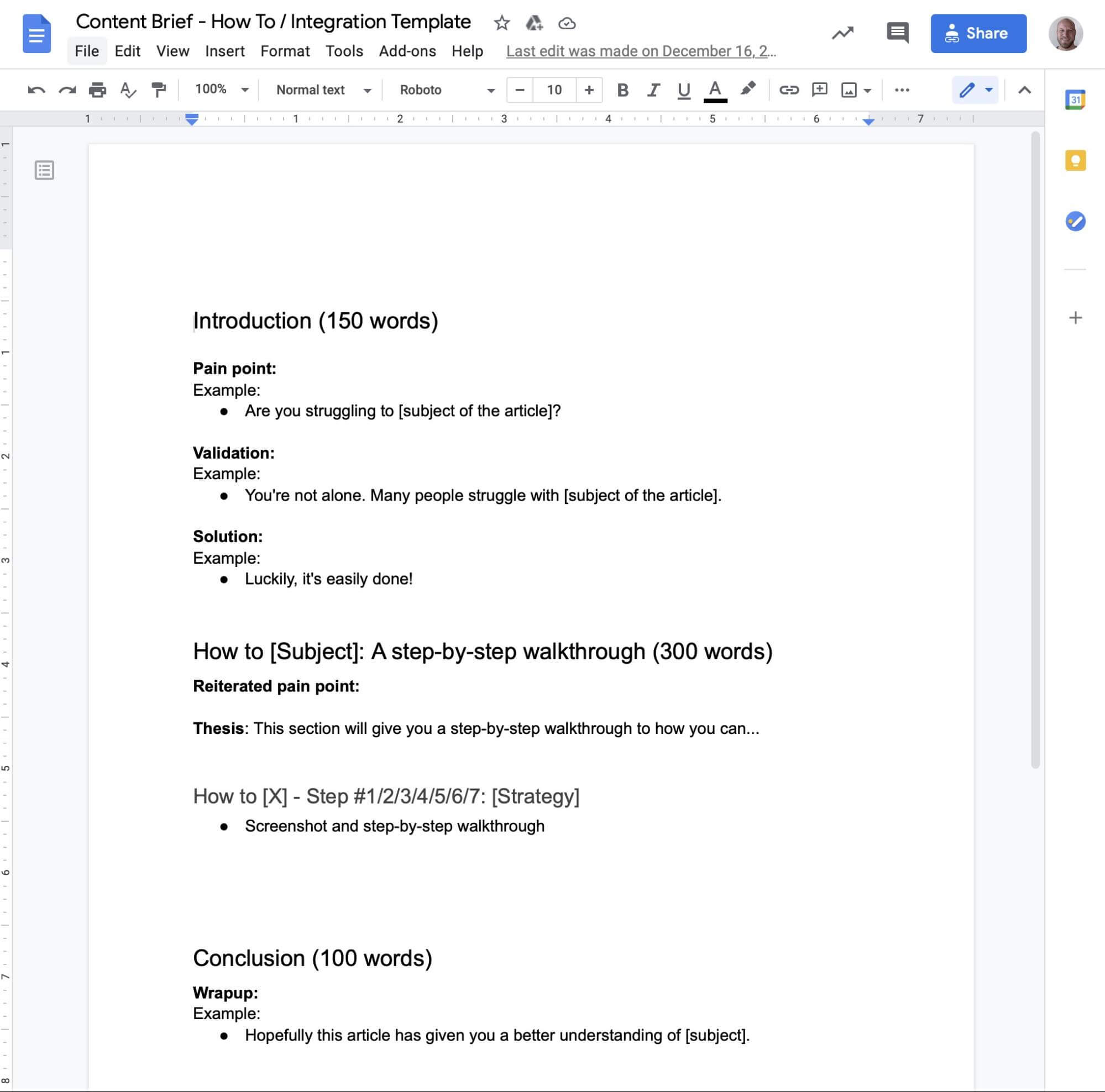 eșantion de șablon de conținut „cum să”.