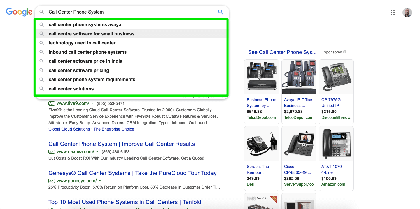 eșantion de sugestii în timp real