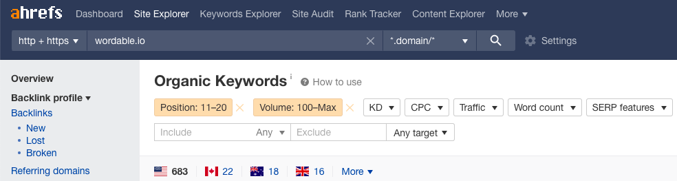 ahrefs 有機關鍵詞搜索