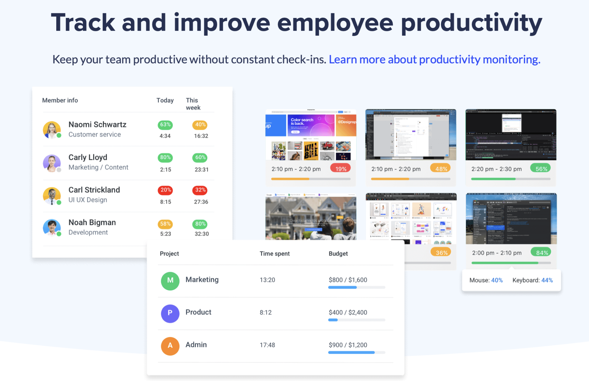 zrzut ekranu przedstawiający funkcje Hubstaff