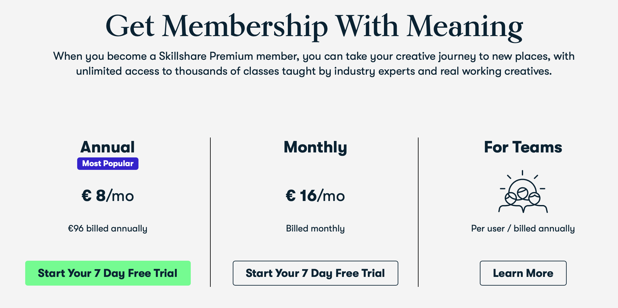 Plany członkostwa Skillshare
