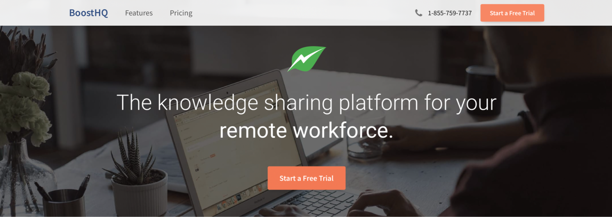 Zrzut ekranu strony głównej BoostHQ