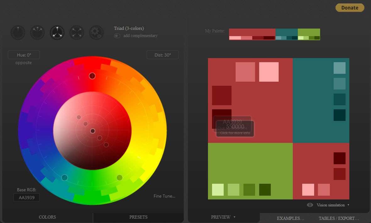 selecionando esquema de cores