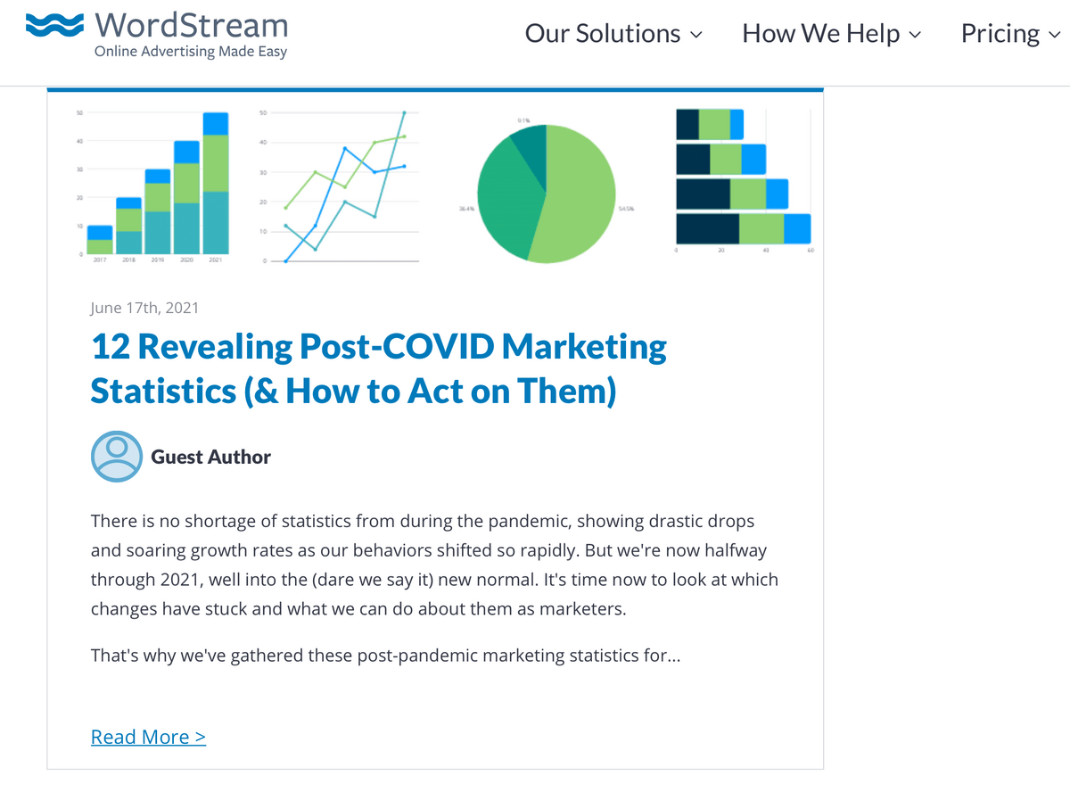 Exemple de marketing de contenu WordStream pour les entreprises B2B