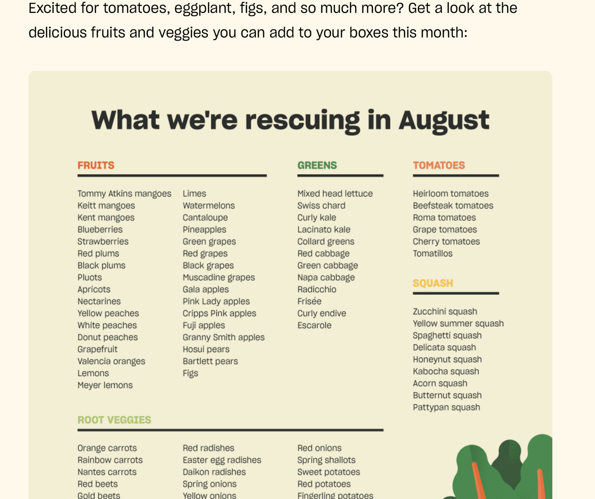 Exemple de marketing de contenu infographique de Misfits Market