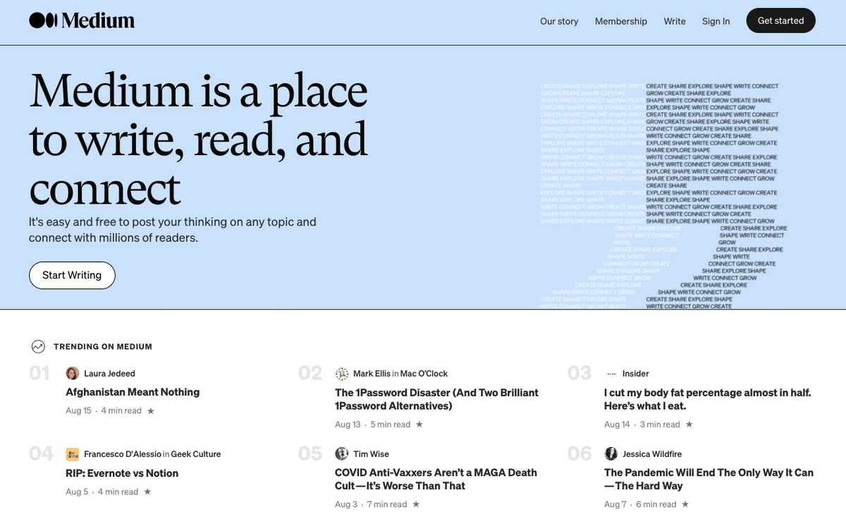 Page d'accueil moyenne