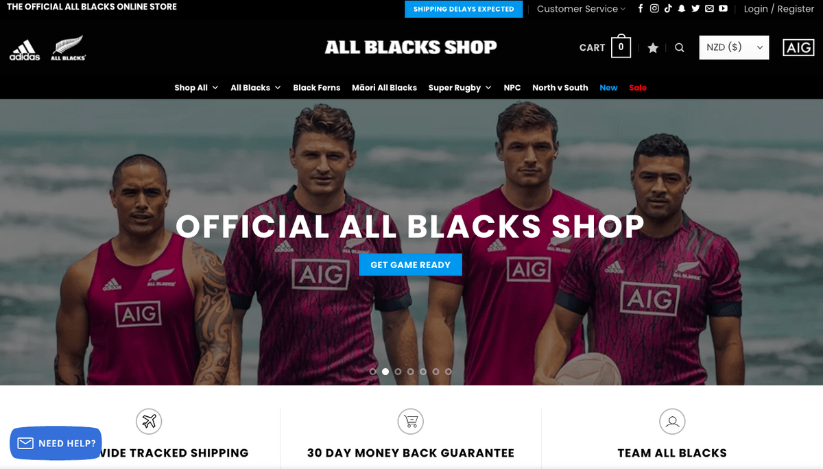 الصفحة الرئيسية الرسمية All Blacks