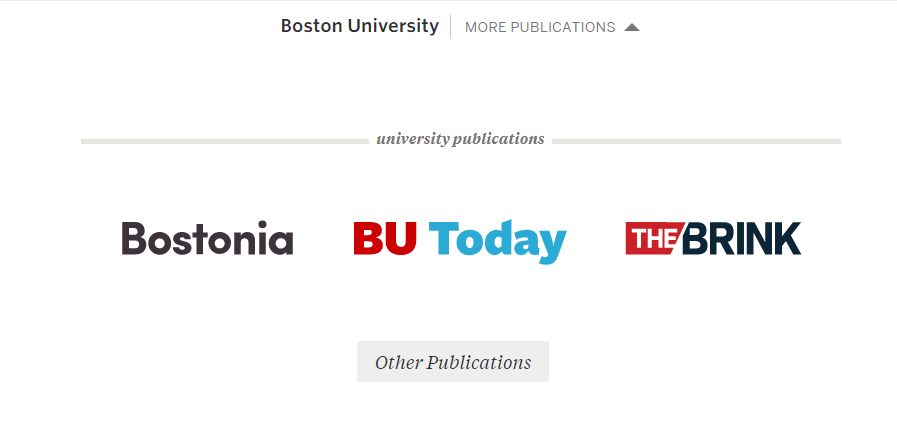 Screenshot von drei Veröffentlichungen