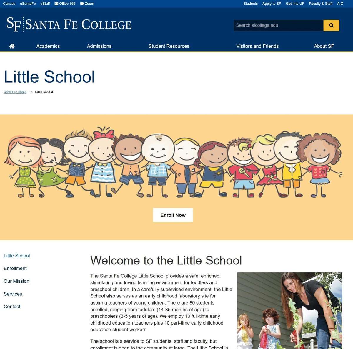 Screenshot der Website des Santa Fe College