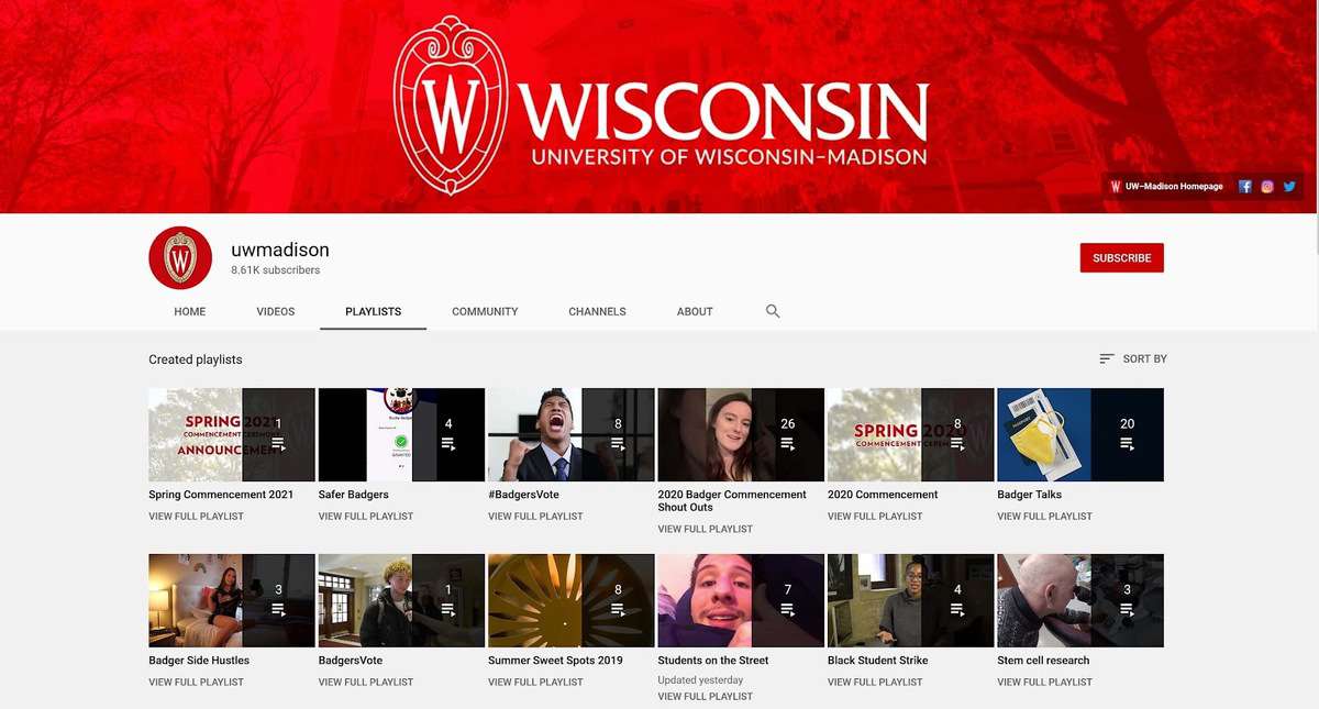 Screenshot der Website der Universität Wisconsin