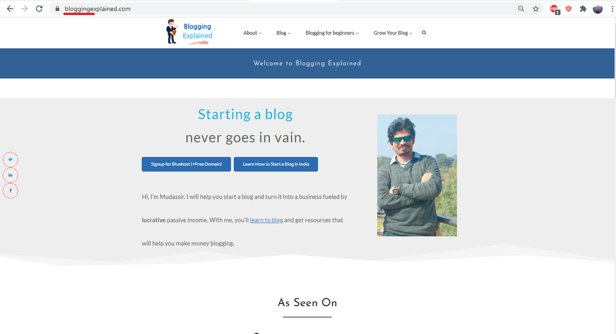 Zrzut ekranu strony internetowej poświęconej blogowaniu