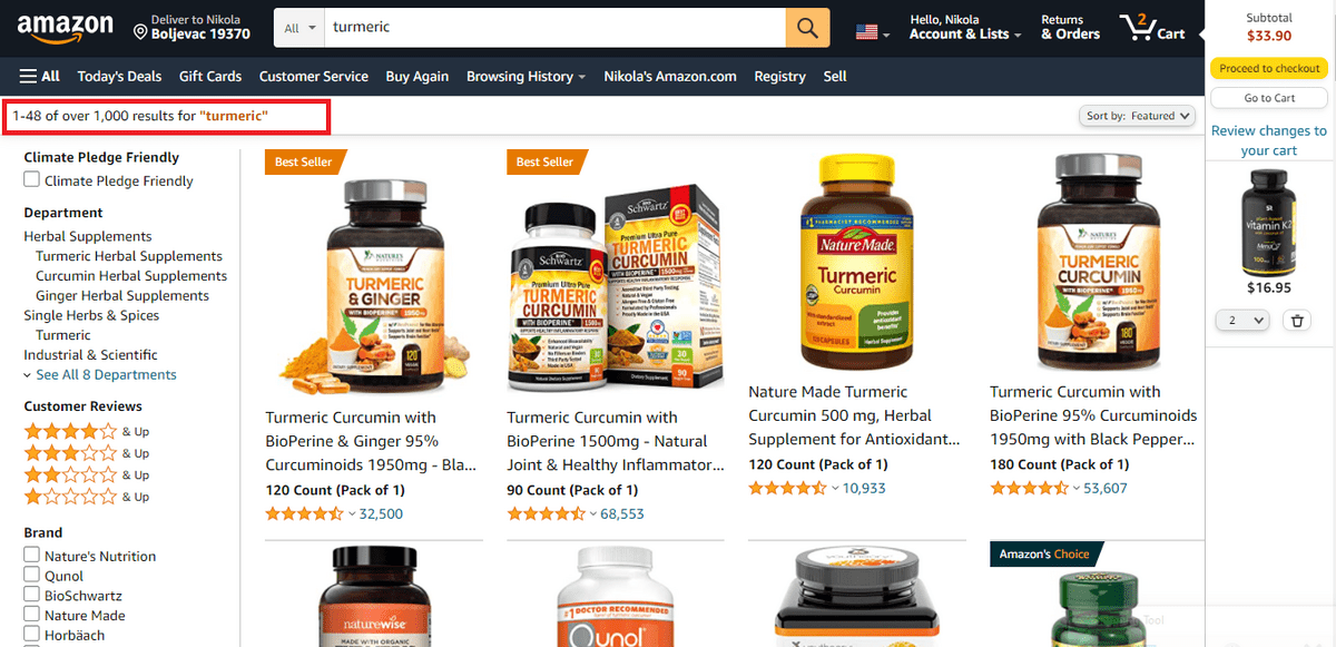 Zrzut ekranu Amazona przedstawiający popularny produkt