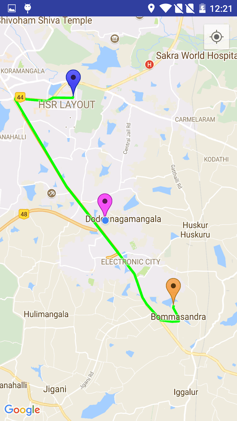 地図ルート画面の結果