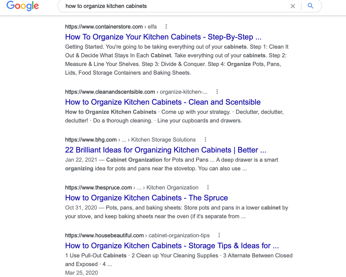 Risultati di ricerca per mostrare l'intento di ricerca di un argomento