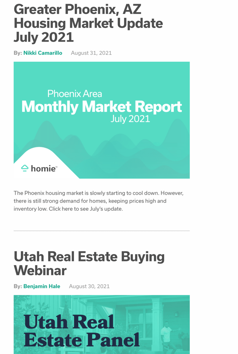 esempio di blog dal blog di Homie