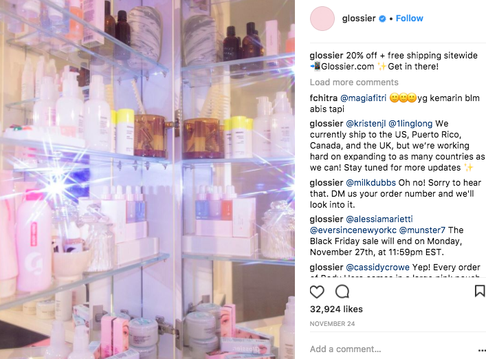أفكار مشاركة Instagram - Glossier - Sked Social