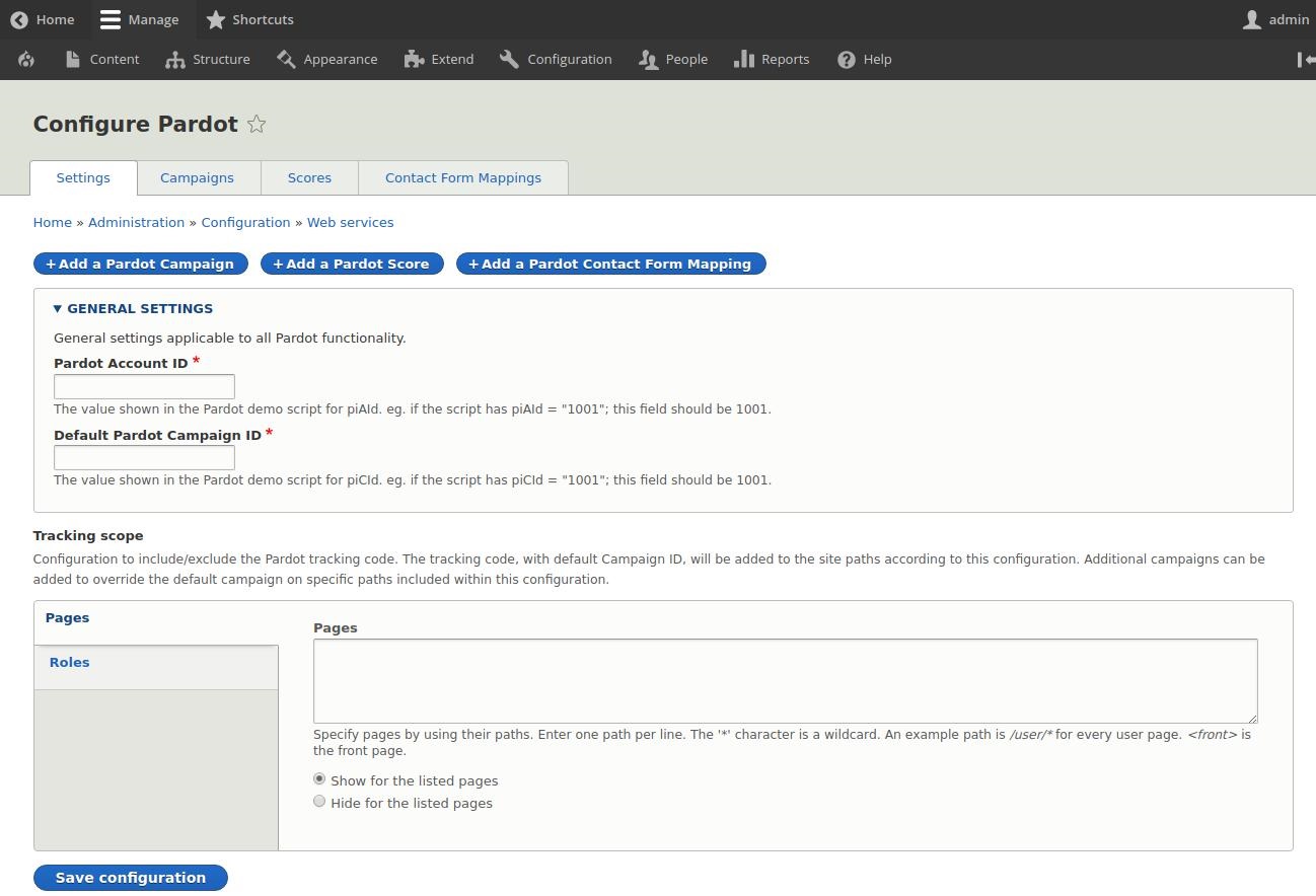 Drupal 的 Pardot 模塊 - 配置