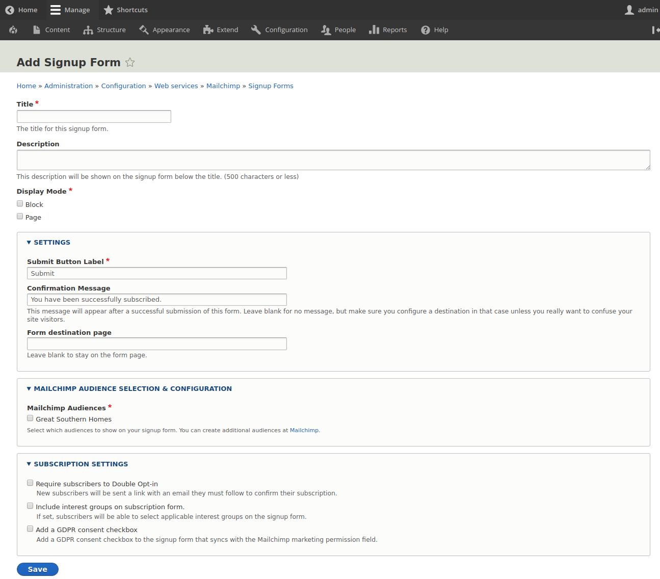 適用於 Drupal 的 Mailchimp 模塊