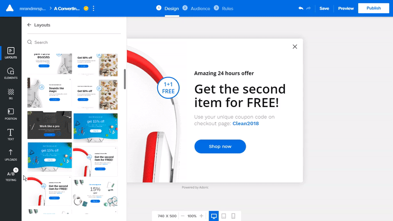 Pengujian A/B dengan Adoric dalam 52 detik.