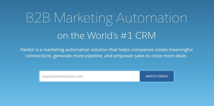 Page d'accueil de Pardot
