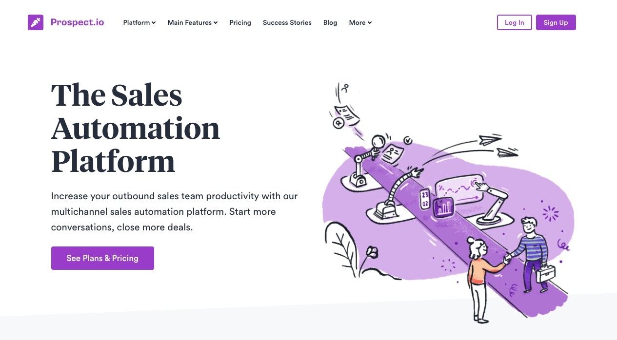 page d'accueil de prospection