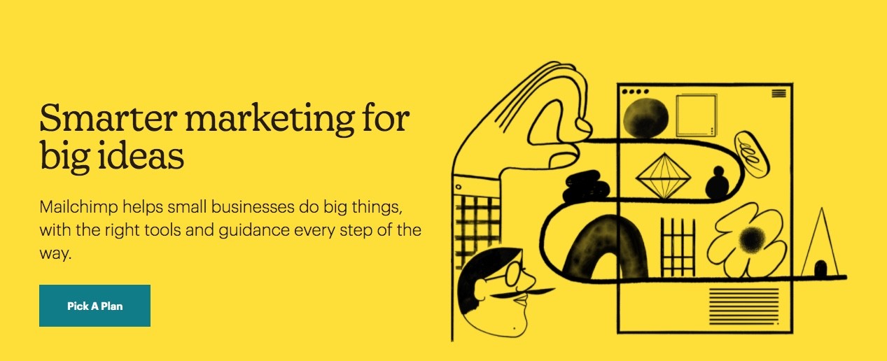 Page d'accueil de Mailchimp