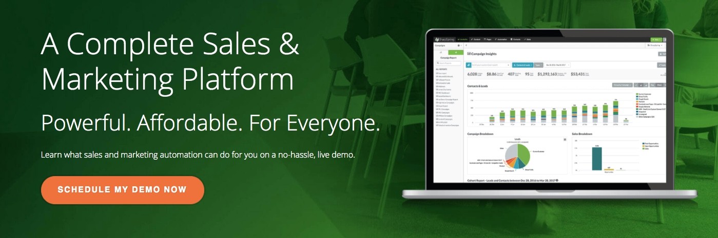 Page d'accueil de SharpSpring