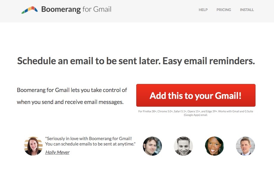 page d'accueil du boomerang