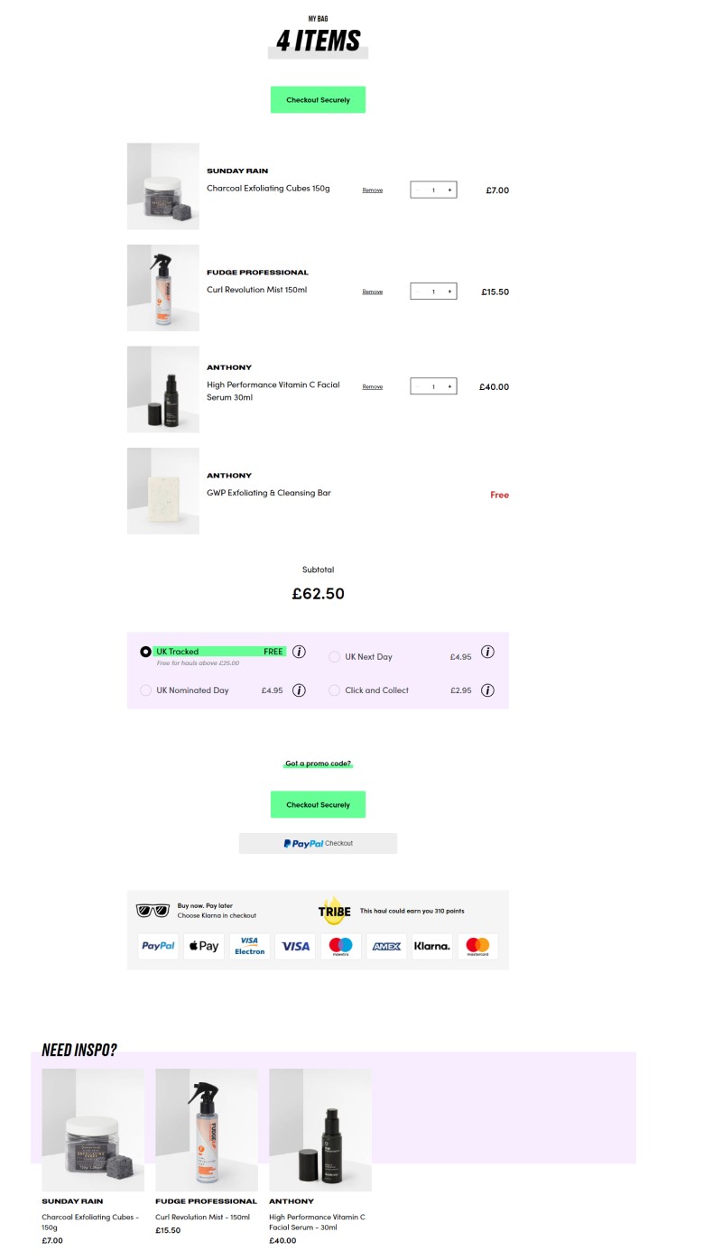 rekomendasi halaman keranjang