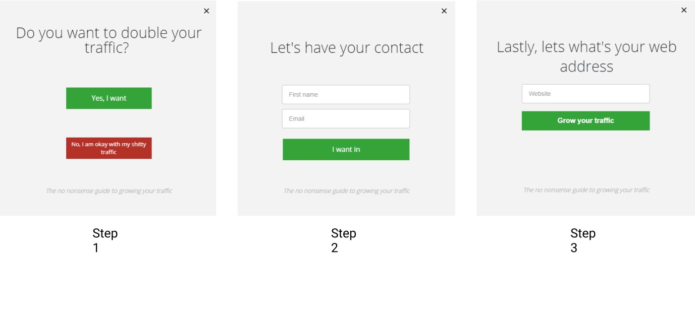マルチステップポップアップ