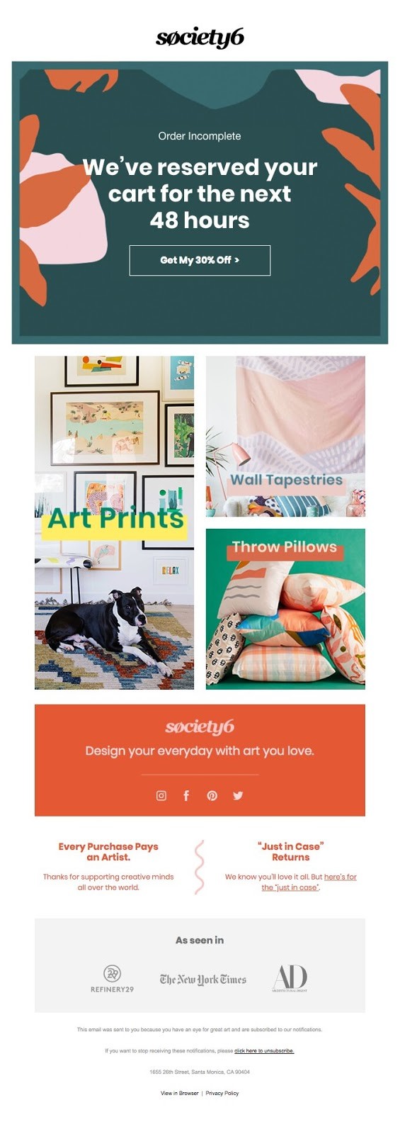 E-mail de recuperare Society 6