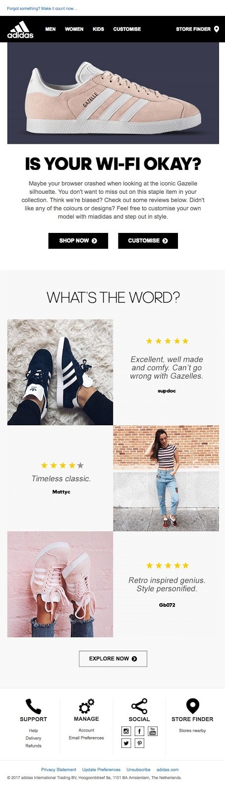 e-mail de recuperare a coșului abandonat