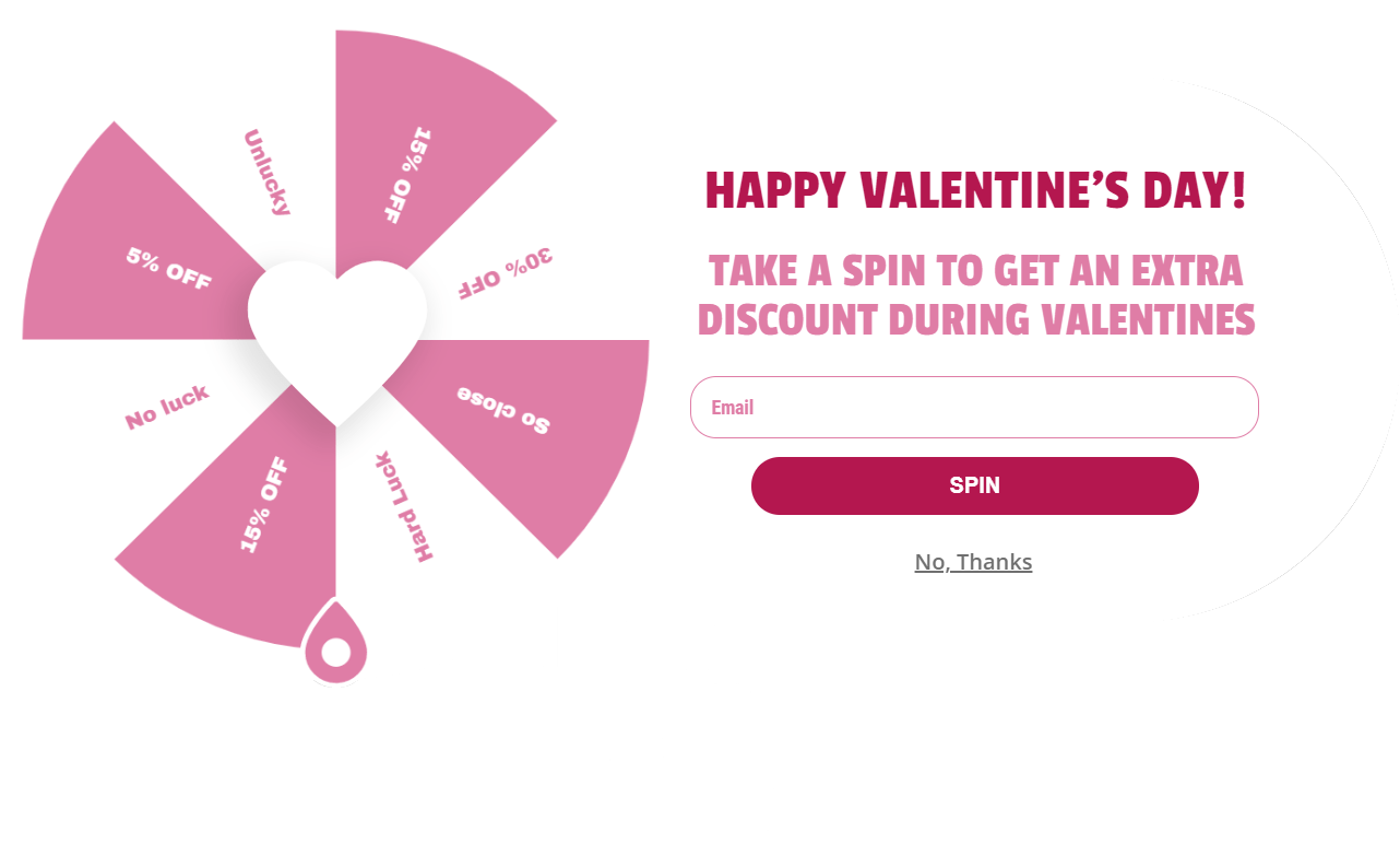 Drehen Sie, um Valentins-Popups zu gewinnen