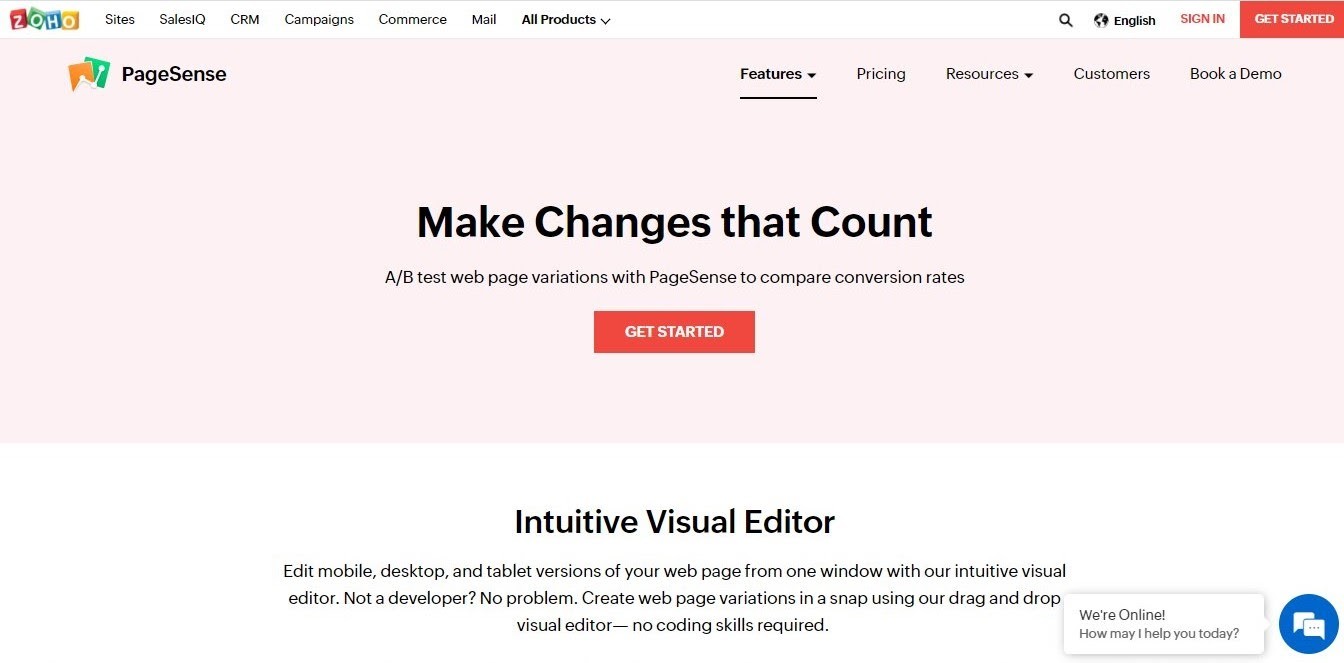 Zoho PageSense AB-Testtool