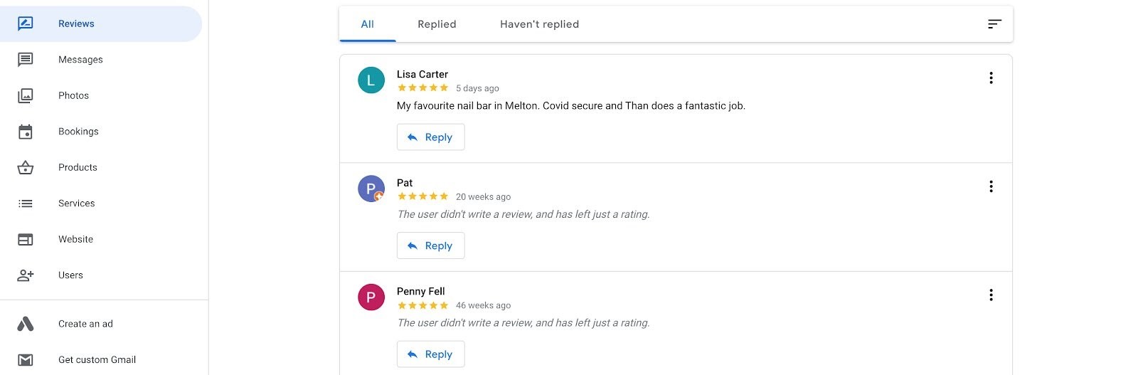 GMB-Bewertungen verwalten