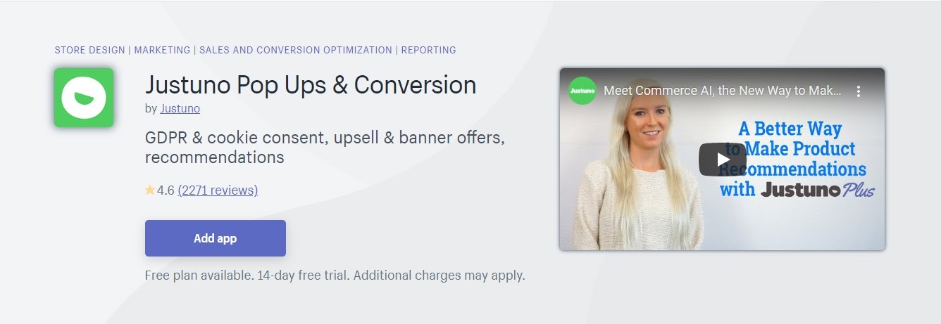 Justuno ออกจากแอพป๊อปอัป