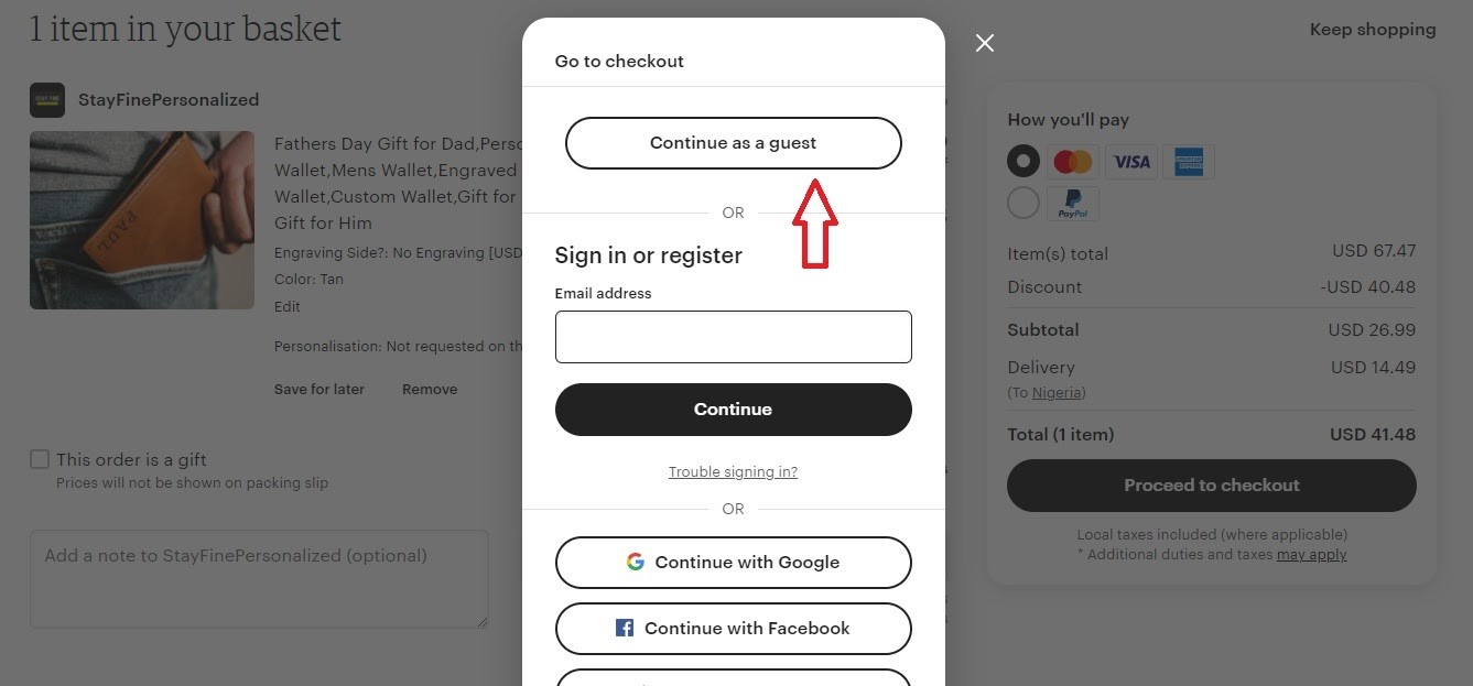 Check-out de convidado